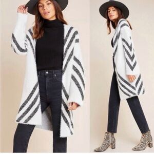 Anthropologie Black and White Chevron Cardigan